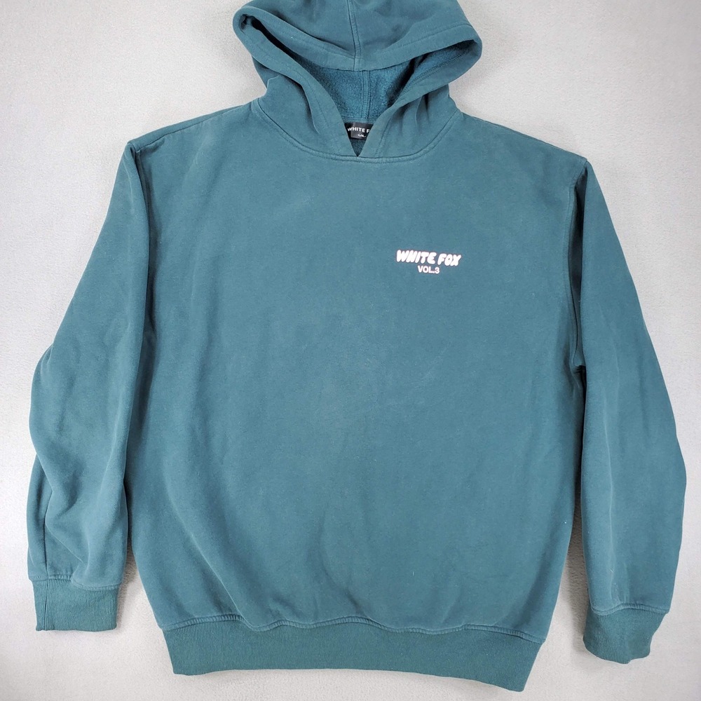 White Fox Hoodie Womens L/XL Teal Vol.3 Graphic Oversized Pullover Sweatshirt